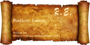 Radics Emese névjegykártya